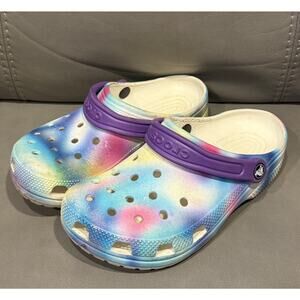 Crocs Kids' Classic Marbled Tie Dye Rainbow Junior Sz 6